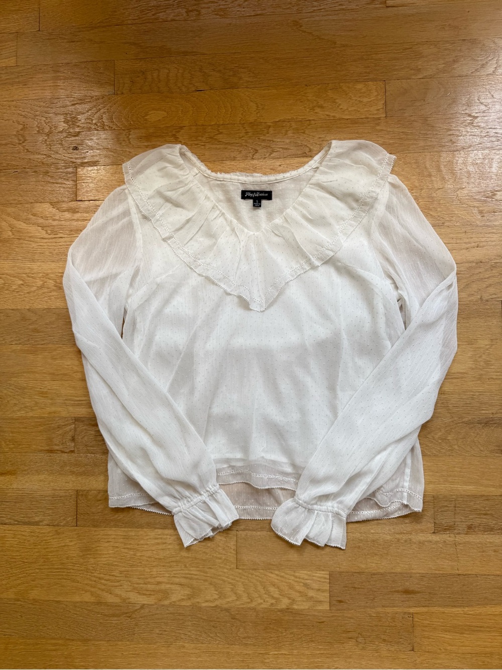 Flag & Anthem White Polka Dot Blouse Size S